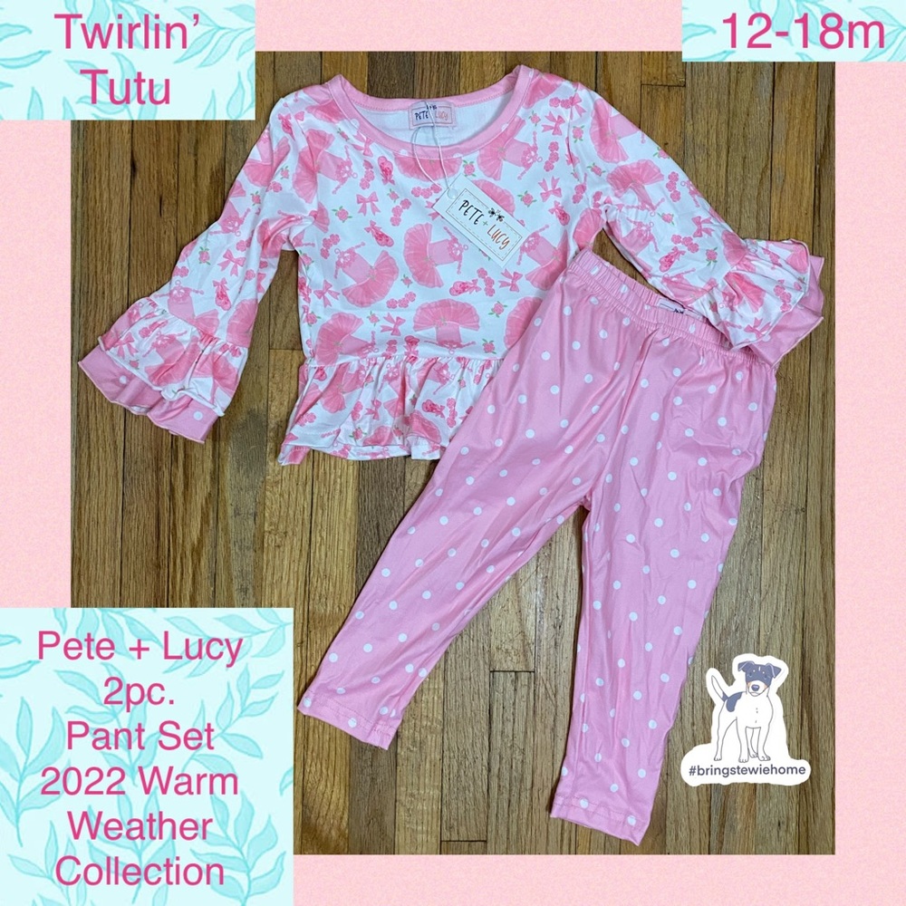 Pete + Lucy 2pc Twirlin’ Tutu Pant Set 2022 Warm Weather Collection 12-18m-NEW
